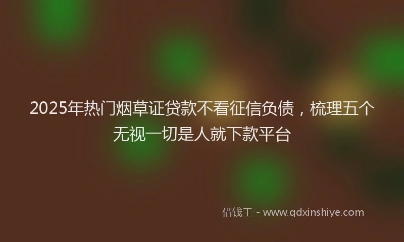2025年热门烟草证贷款不看征信负债，梳理五个无视一切是人就下款平台