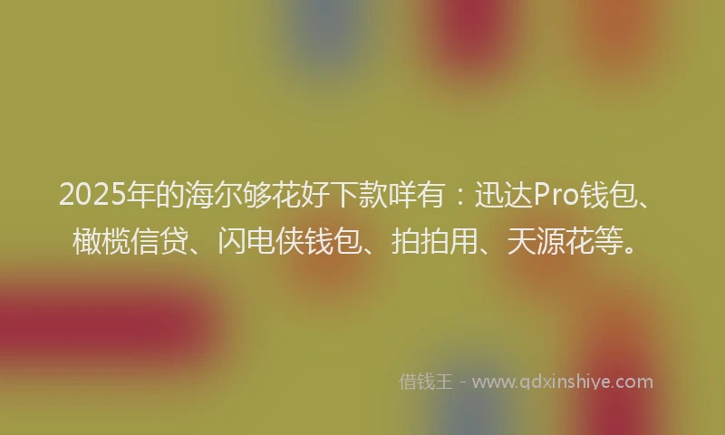 2025年的海尔够花好下款咩有：迅达Pro钱包、橄榄信贷、闪电侠钱包、拍拍用、天源花等。