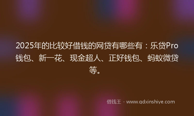 2025年的比较好借钱的网贷有哪些有：乐贷Pro钱包、新一花、现金超人、正好钱包、蚂蚁微贷等。
