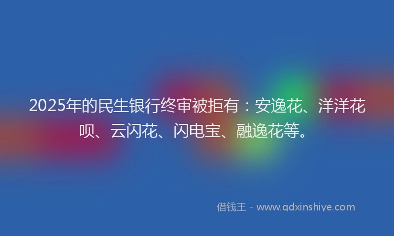 2025年的民生银行终审被拒有：安逸花、洋洋花呗、云闪花、闪电宝、融逸花等。