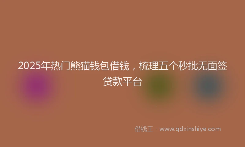 2025年热门熊猫钱包借钱，梳理五个秒批无面签贷款平台