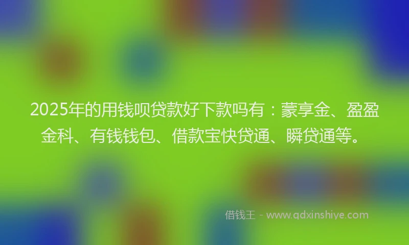 2025年的用钱呗贷款好下款吗有：蒙享金、盈盈金科、有钱钱包、借款宝快贷通、瞬贷通等。