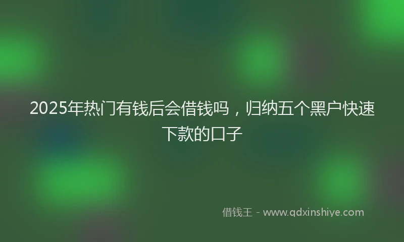 2025年热门有钱后会借钱吗，归纳五个黑户快速下款的口子