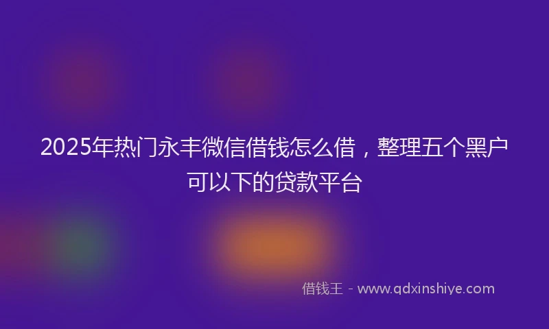 2025年热门永丰微信借钱怎么借，整理五个黑户可以下的贷款平台