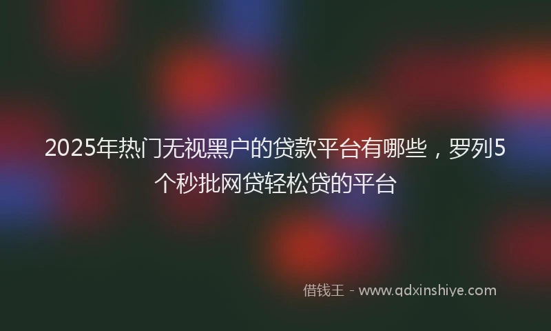 2025年热门无视黑户的贷款平台有哪些，罗列5个秒批网贷轻松贷的平台