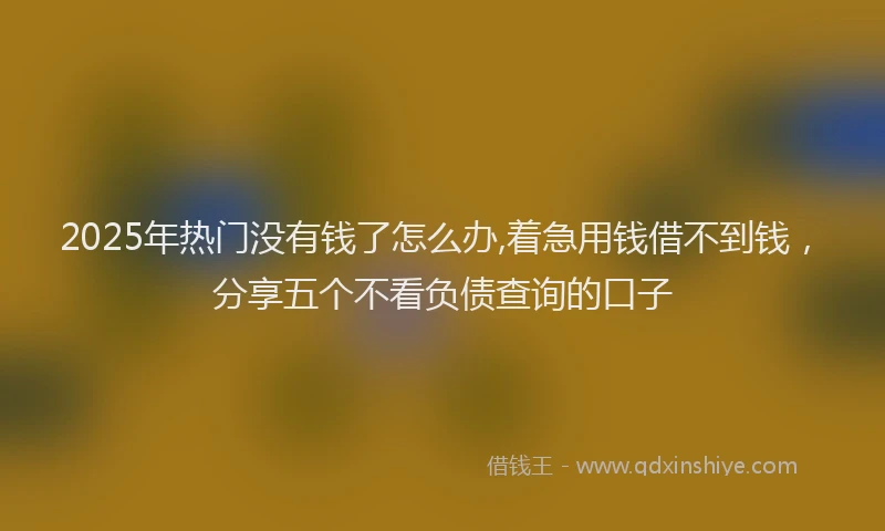 2025年热门没有钱了怎么办,着急用钱借不到钱，分享五个不看负债查询的口子