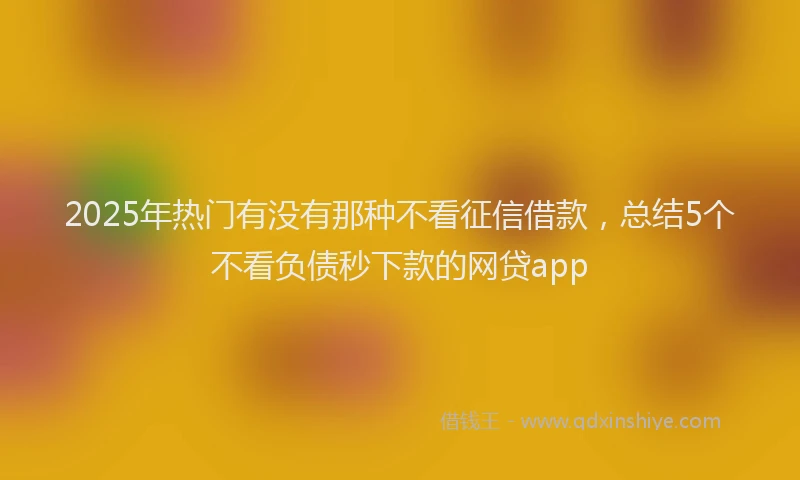2025年热门有没有那种不看征信借款，总结5个不看负债秒下款的网贷app
