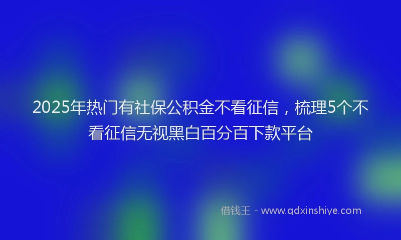 2025年热门有社保公积金不看征信，梳理5个不看征信无视黑白百分百下款平台