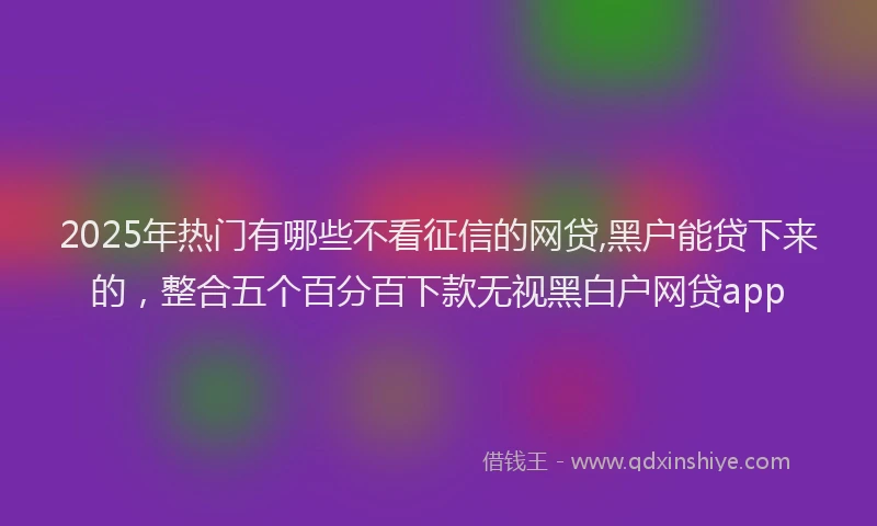 2025年热门有哪些不看征信的网贷,黑户能贷下来的，整合五个百分百下款无视黑白户网贷app