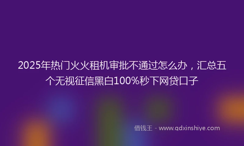 2025年热门火火租机审批不通过怎么办，汇总五个无视征信黑白100%秒下网贷口子