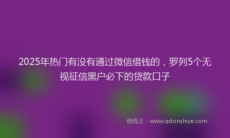 2025年热门有没有通过微信借钱的，罗列5个无视征信黑户必下的贷款口子