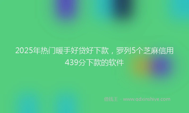 2025年热门暖手好贷好下款，罗列5个芝麻信用439分下款的软件