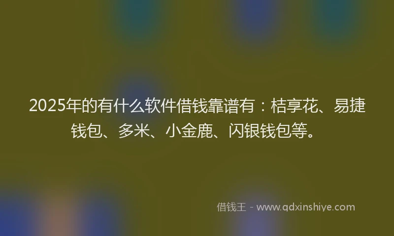 2025年的有什么软件借钱靠谱有：桔享花、易捷钱包、多米、小金鹿、闪银钱包等。