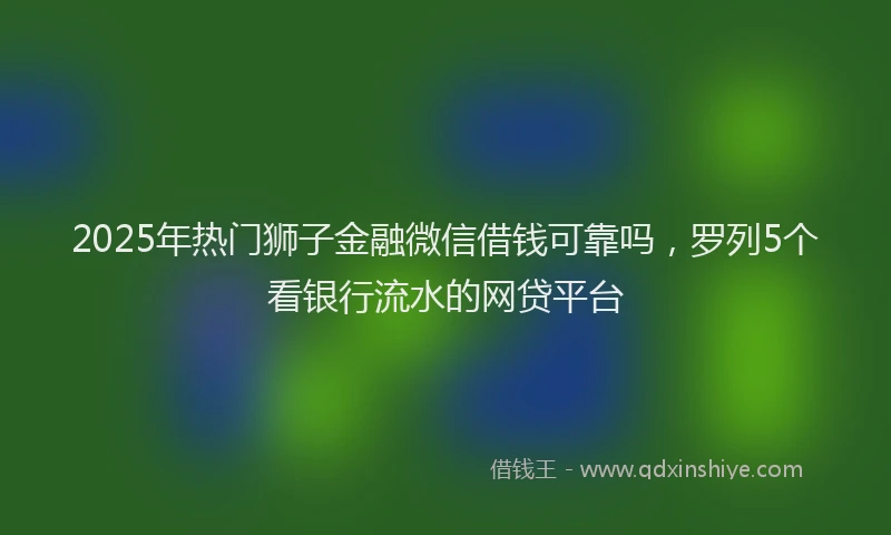 2025年热门狮子金融微信借钱可靠吗，罗列5个看银行流水的网贷平台