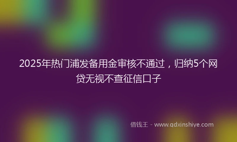2025年热门浦发备用金审核不通过，归纳5个网贷无视不查征信口子