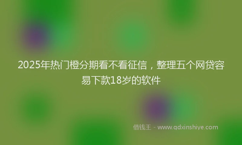 2025年热门橙分期看不看征信，整理五个网贷容易下款18岁的软件
