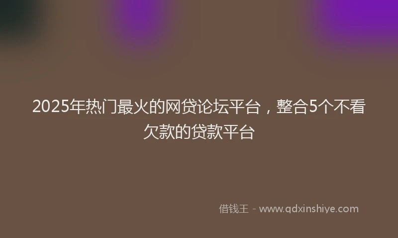 2025年热门最火的网贷论坛平台，整合5个不看欠款的贷款平台