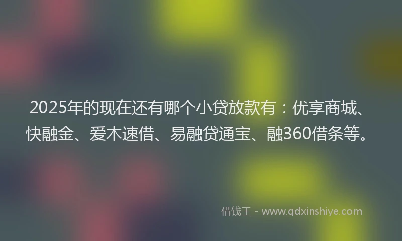 2025年的现在还有哪个小贷放款有：优享商城、快融金、爱木速借、易融贷通宝、融360借条等。