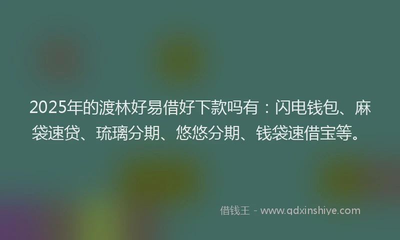 2025年的渡林好易借好下款吗有：闪电钱包、麻袋速贷、琉璃分期、悠悠分期、钱袋速借宝等。
