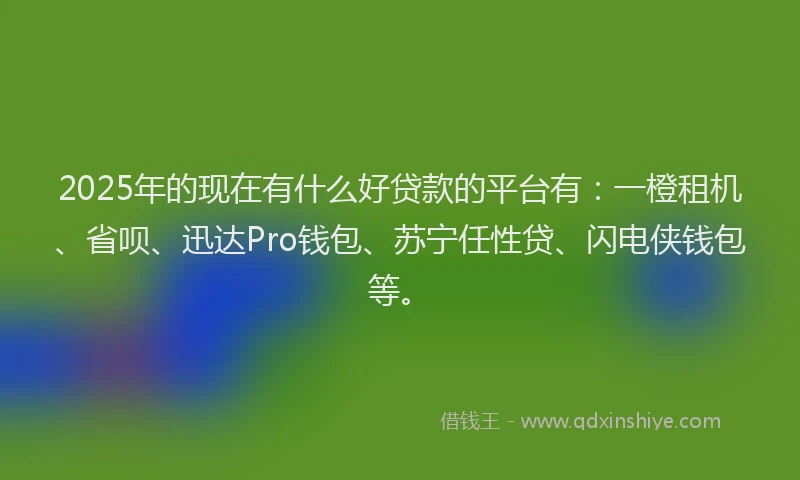 2025年的现在有什么好贷款的平台有：一橙租机、省呗、迅达Pro钱包、苏宁任性贷、闪电侠钱包等。