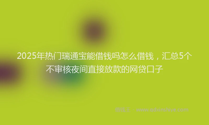 2025年热门瑞通宝能借钱吗怎么借钱，汇总5个不审核夜间直接放款的网贷口子