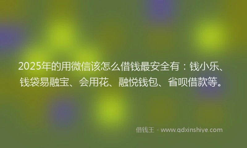 2025年的用微信该怎么借钱最安全有：钱小乐、钱袋易融宝、会用花、融悦钱包、省呗借款等。