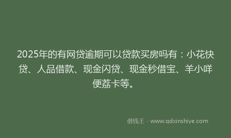2025年的有网贷逾期可以贷款买房吗有：小花快贷、人品借款、现金闪贷、现金秒借宝、羊小咩便荔卡等。