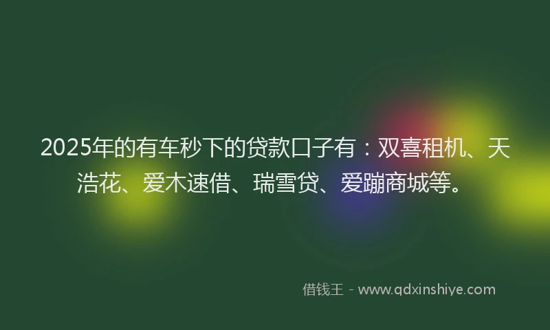 2025年的有车秒下的贷款口子有：双喜租机、天浩花、爱木速借、瑞雪贷、爱蹦商城等。