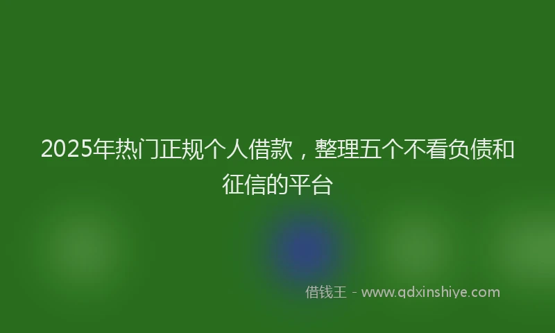 2025年热门正规个人借款，整理五个不看负债和征信的平台