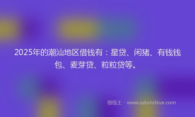 2025年的潮汕地区借钱有：星贷、闲猪、有钱钱包、麦芽贷、粒粒贷等。