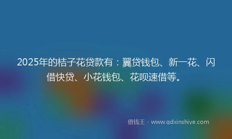 2025年的桔子花贷款有：翼贷钱包、新一花、闪借快贷、小花钱包、花呗速借等。