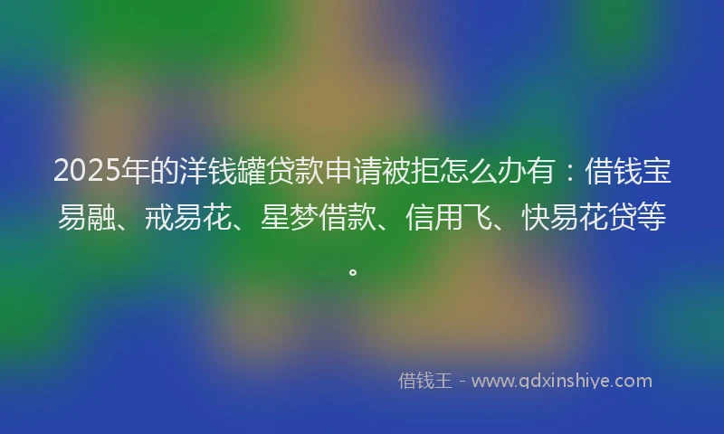 2025年的洋钱罐贷款申请被拒怎么办有：借钱宝易融、戒易花、星梦借款、信用飞、快易花贷等。