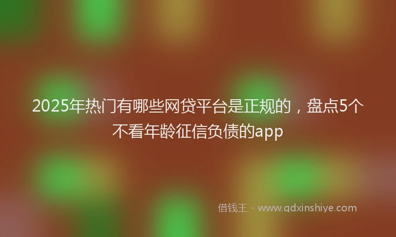2025年热门有哪些网贷平台是正规的，盘点5个不看年龄征信负债的app