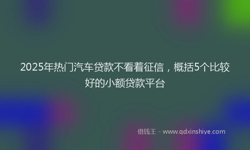 2025年热门汽车贷款不看着征信，概括5个比较好的小额贷款平台
