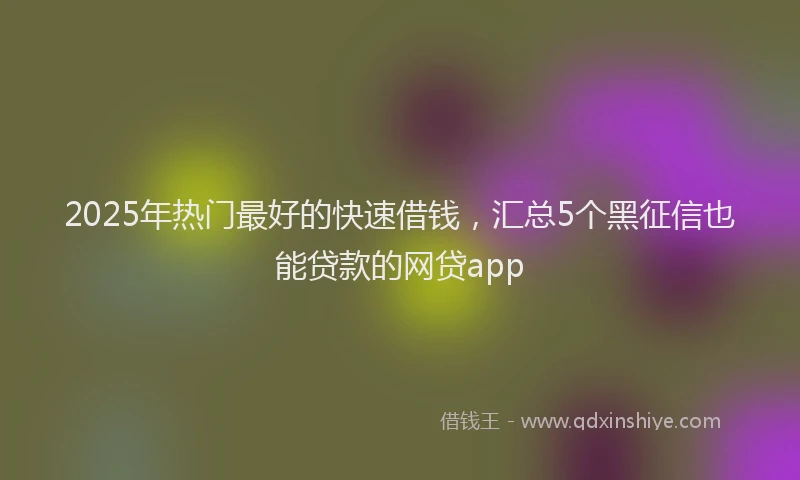 2025年热门最好的快速借钱，汇总5个黑征信也能贷款的网贷app