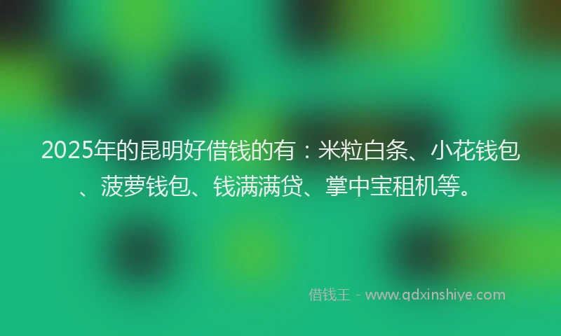 2025年的昆明好借钱的有：米粒白条、小花钱包、菠萝钱包、钱满满贷、掌中宝租机等。