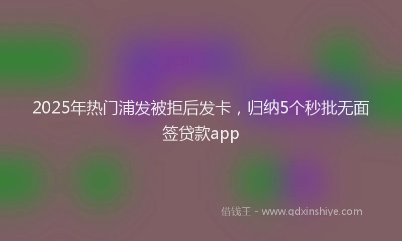 2025年热门浦发被拒后发卡，归纳5个秒批无面签贷款app