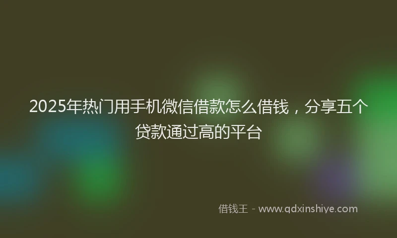 2025年热门用手机微信借款怎么借钱，分享五个贷款通过高的平台