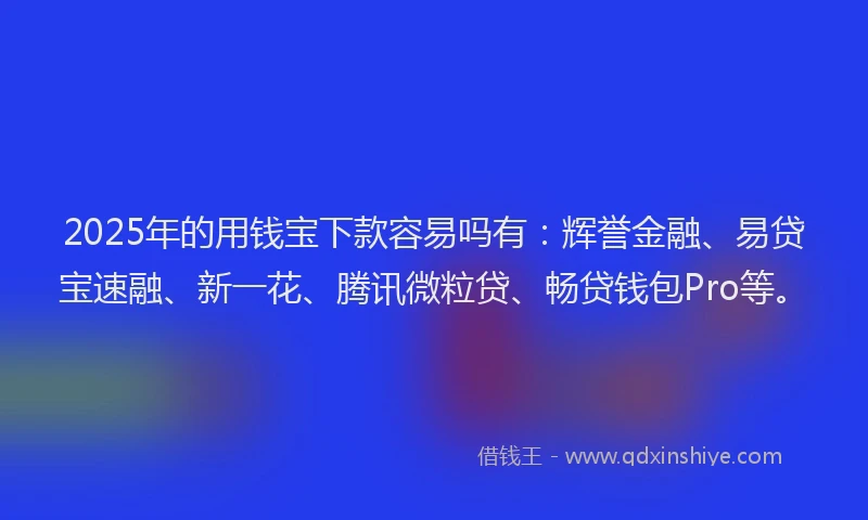 2025年的用钱宝下款容易吗有：辉誉金融、易贷宝速融、新一花、腾讯微粒贷、畅贷钱包Pro等。