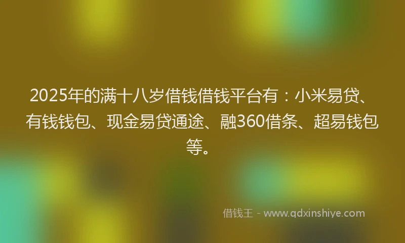 2025年的满十八岁借钱借钱平台有：小米易贷、有钱钱包、现金易贷通途、融360借条、超易钱包等。