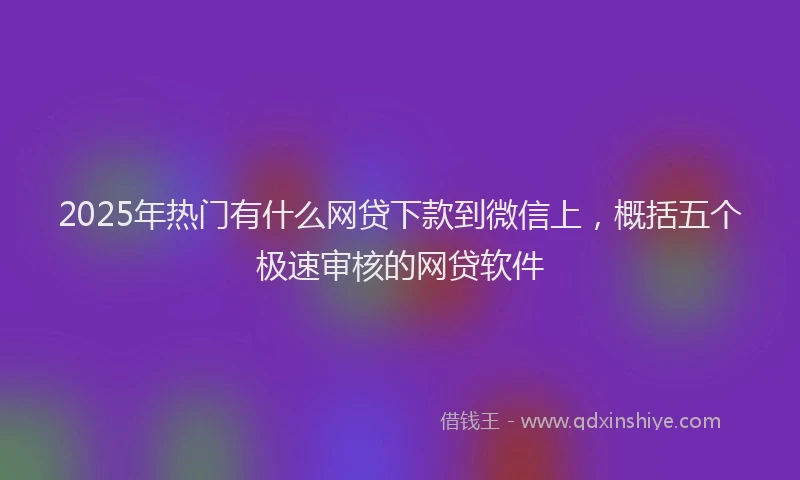 2025年热门有什么网贷下款到微信上，概括五个极速审核的网贷软件