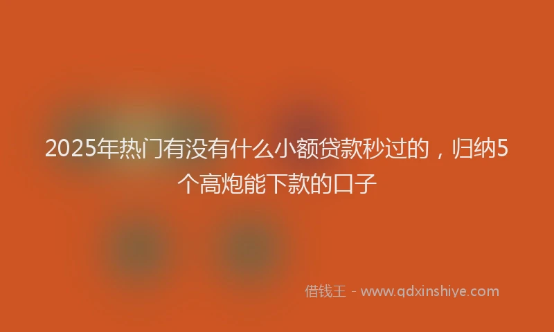 2025年热门有没有什么小额贷款秒过的，归纳5个高炮能下款的口子