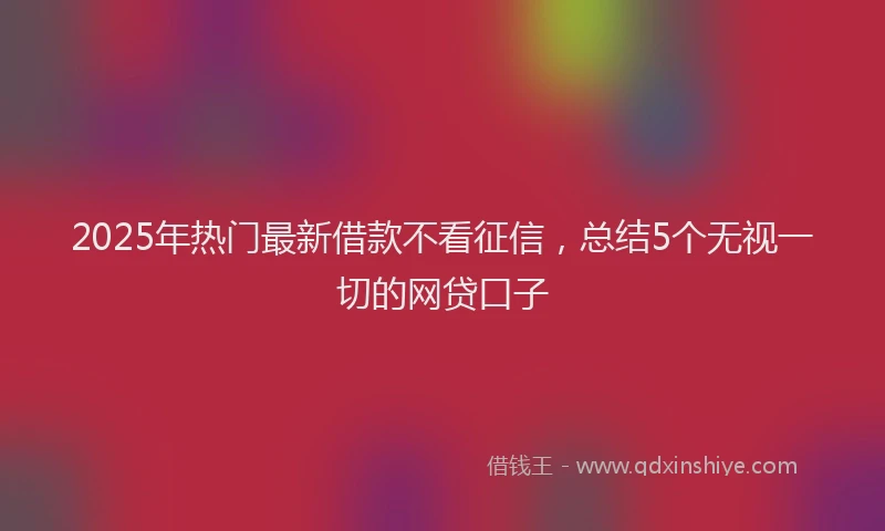 2025年热门最新借款不看征信，总结5个无视一切的网贷口子