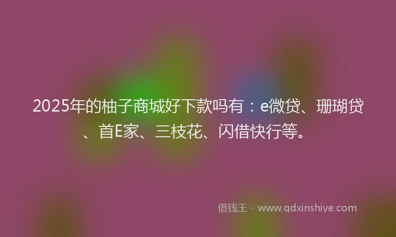 2025年的柚子商城好下款吗有：e微贷、珊瑚贷、首E家、三枝花、闪借快行等。
