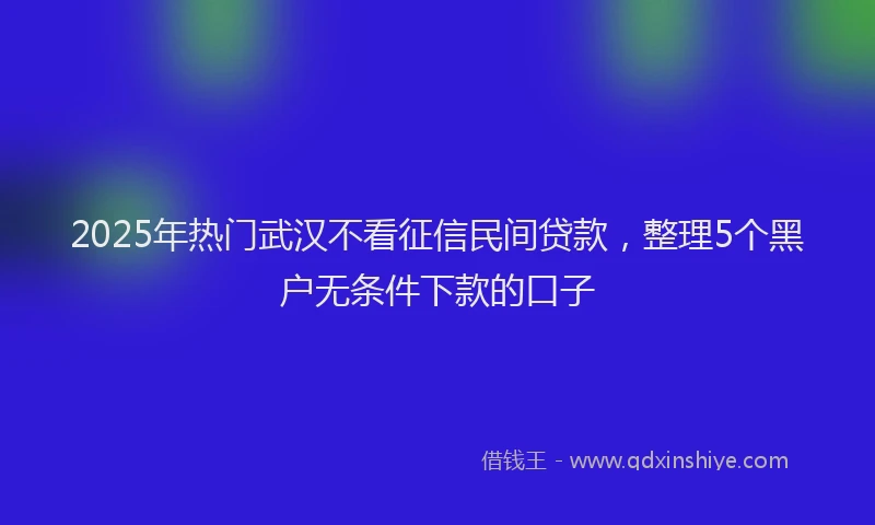 2025年热门武汉不看征信民间贷款，整理5个黑户无条件下款的口子
