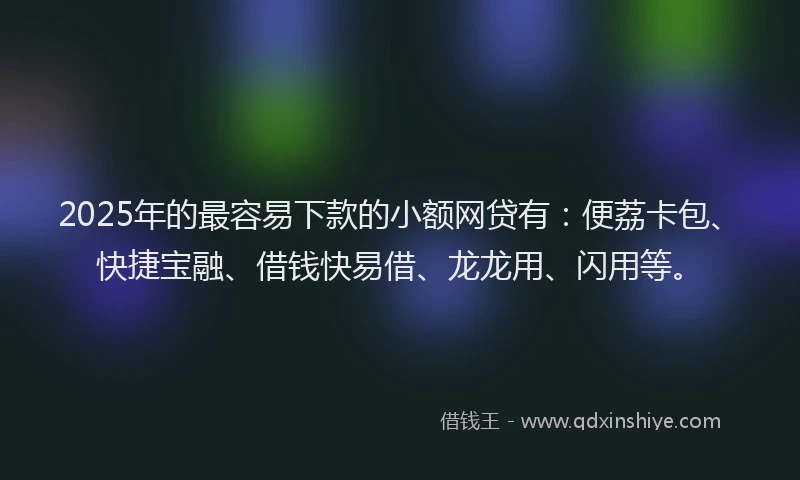 2025年的最容易下款的小额网贷有：便荔卡包、快捷宝融、借钱快易借、龙龙用、闪用等。