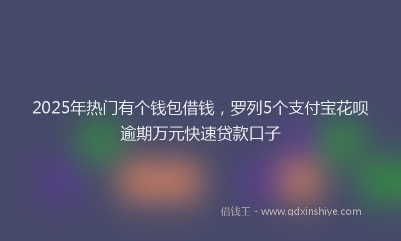 2025年热门有个钱包借钱，罗列5个支付宝花呗逾期万元快速贷款口子