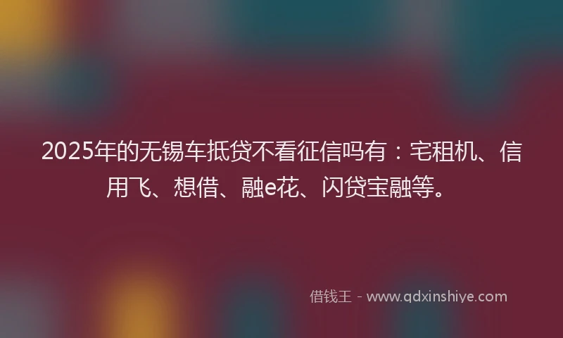 2025年的无锡车抵贷不看征信吗有：宅租机、信用飞、想借、融e花、闪贷宝融等。