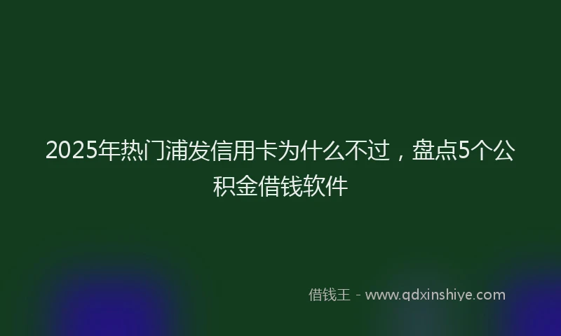 2025年热门浦发信用卡为什么不过，盘点5个公积金借钱软件