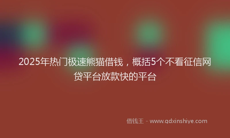 2025年热门极速熊猫借钱，概括5个不看征信网贷平台放款快的平台